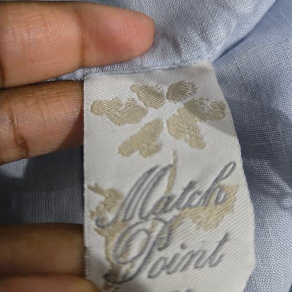 Match Point Linen Tunic Light Blue Collared V Neck Long Sleeve Popover Shirt XL - Picture 13 of 13